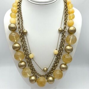 Talbots Multi-Strand Gold Yellow Beaded Necklace
